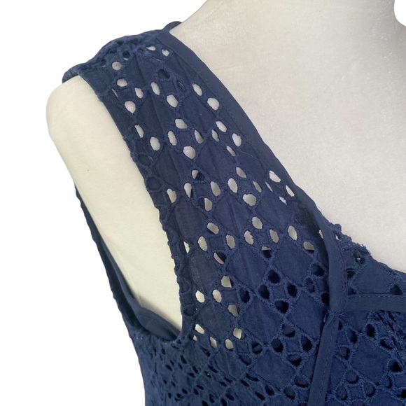 Daniel Rainn Navy Layered Eyelet Tank Top S - Picture 6 of 14